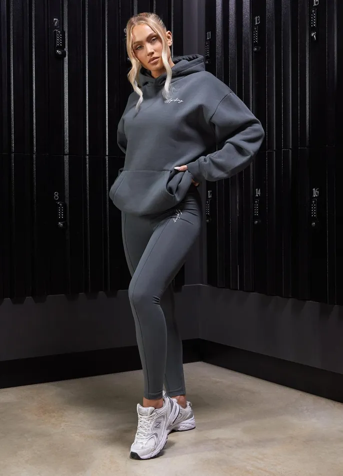 Gym King Sweatshirts and Hoodies Women Reset Oversized Fleece Hood 8211 Green Smoke