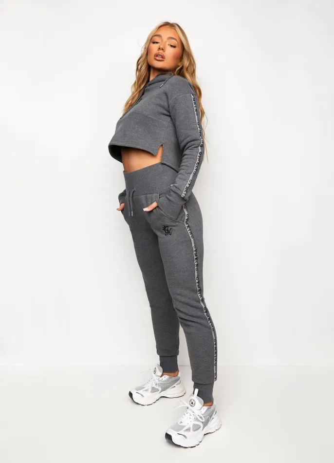 Gym King Sweatshirts and Hoodies Women Results Tape Sky Crop Hood 8211 Mid Grey Marl