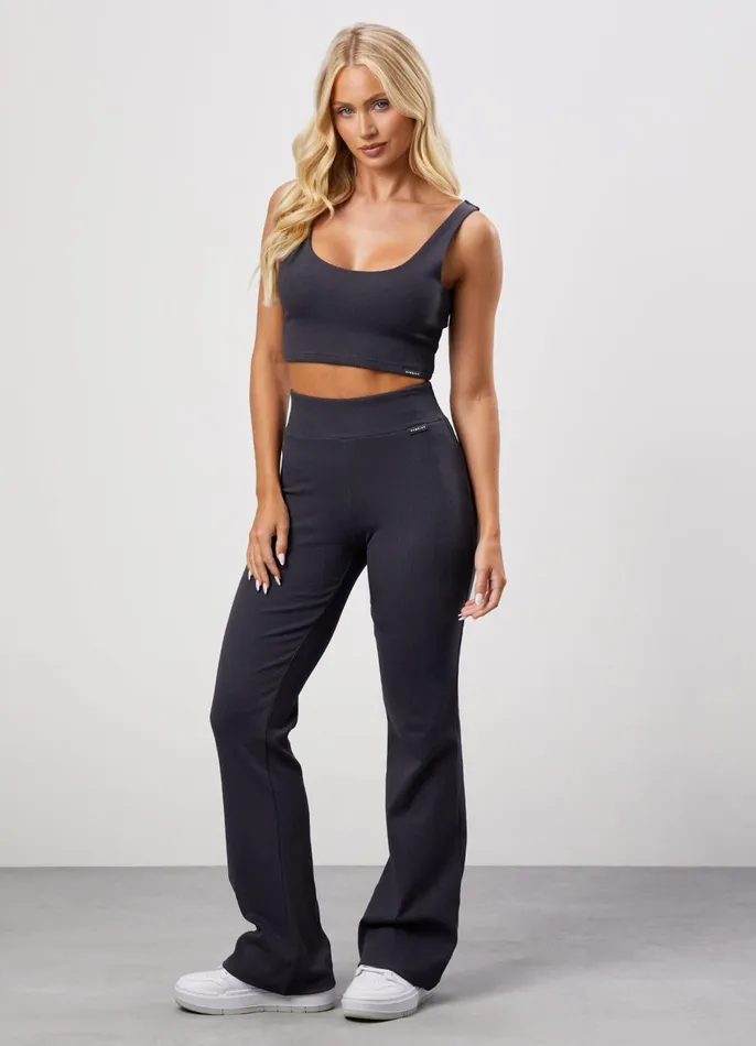 Gym King Tops and TShirts Women 365 Rib Scoop Neck Bralette 8211 Dark Pewter