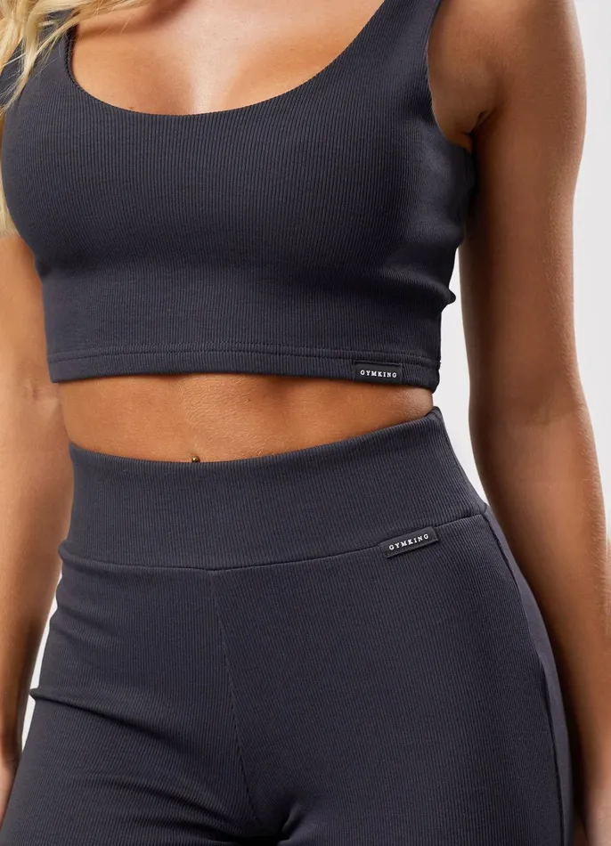 Gym King Tops and TShirts Women 365 Rib Scoop Neck Bralette 8211 Dark Pewter