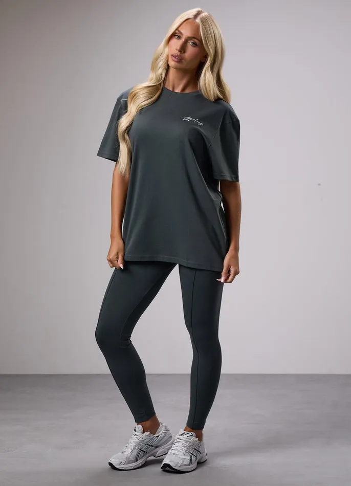 Gym King Tops and TShirts Women Reset Boyfriend Tee 8211 Green Smoke