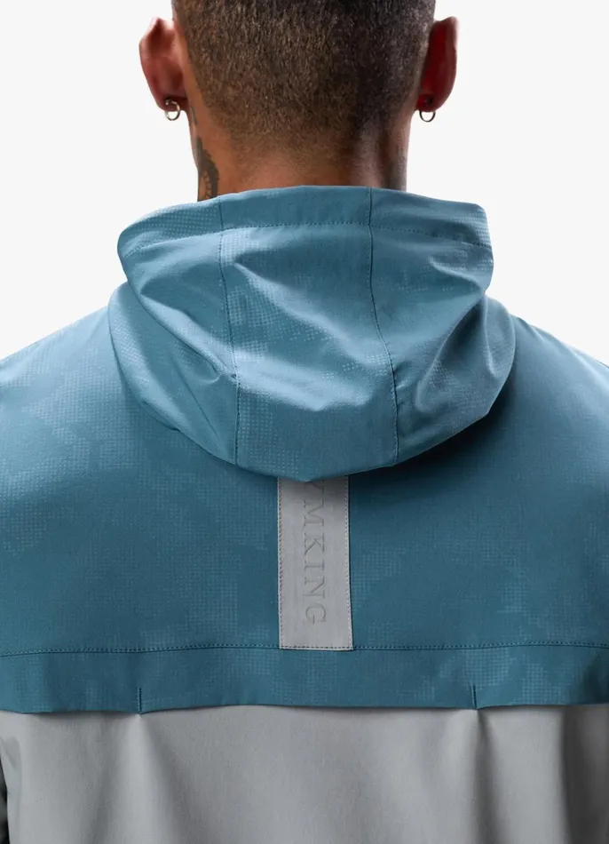Gym King Tracksuit Tops Men Debossed Camo Woven FZ Hood 8211 Cloudy GreyLake Blue