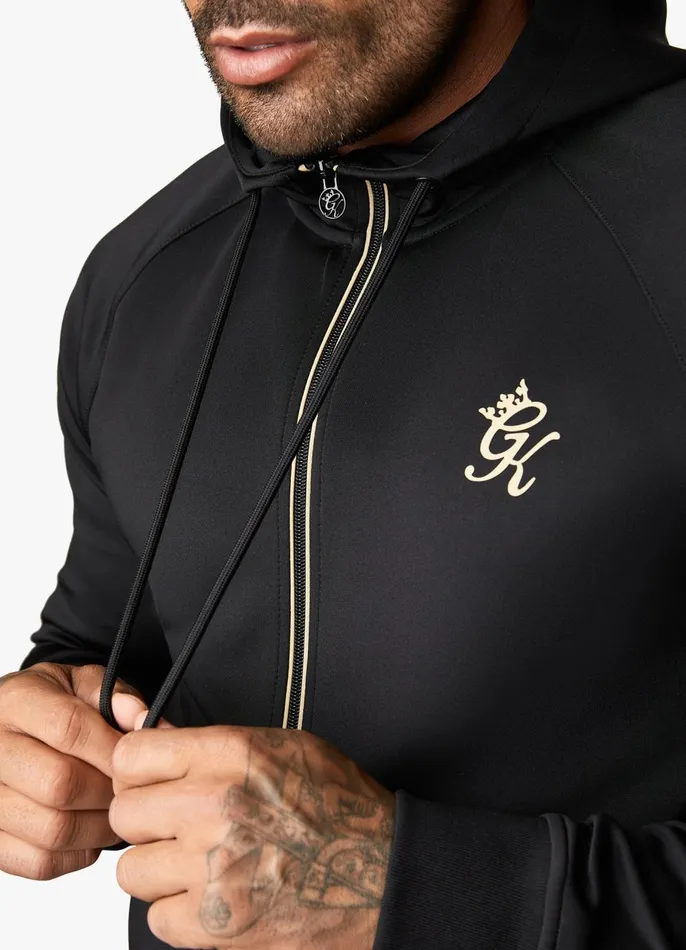 Gym King Tracksuit Tops Men Full Zip Poly Hood 8211 BlackGold