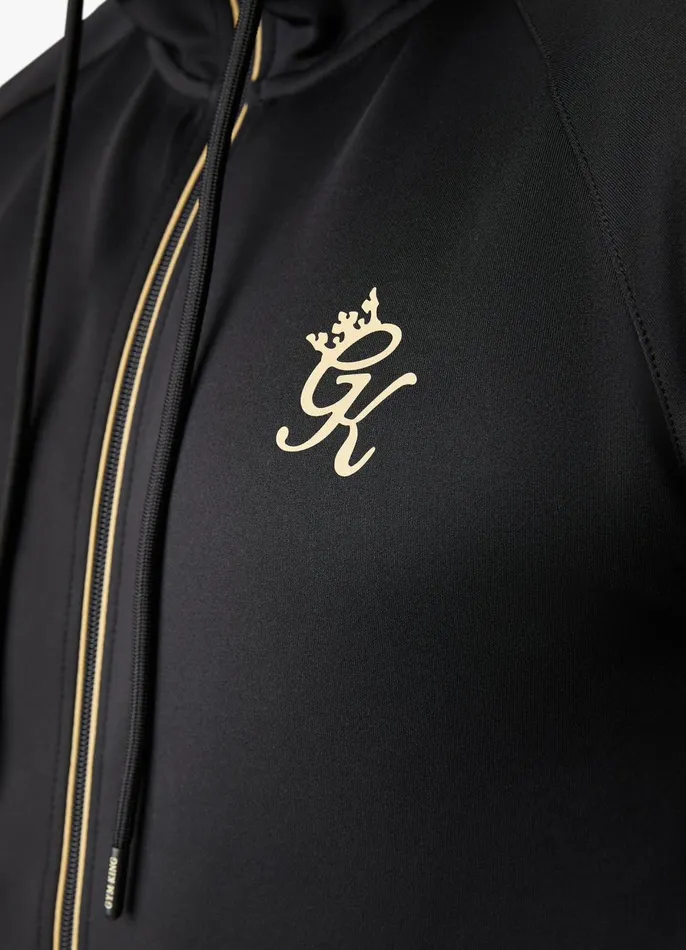 Gym King Tracksuit Tops Men Full Zip Poly Hood 8211 BlackGold