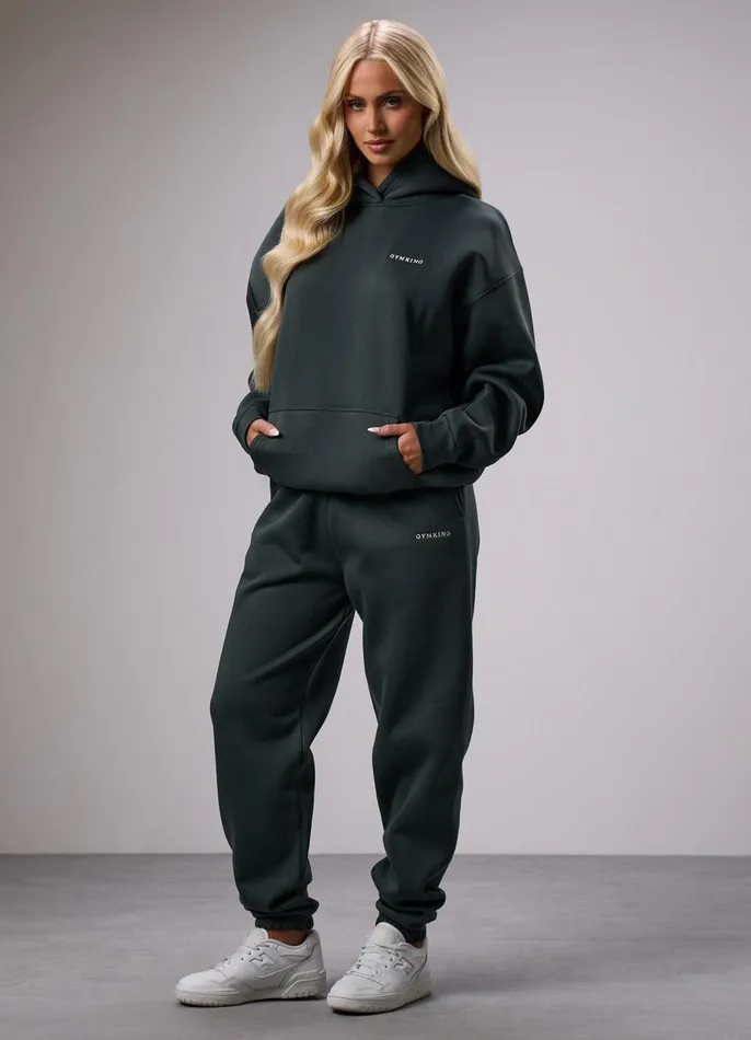 Gym King Tracksuits Women 365 Relaxed Fit Hood Tracksuit 8211 Green Smoke