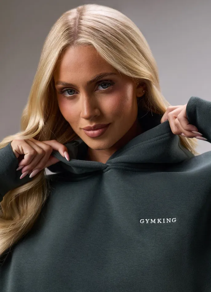 Gym King Tracksuits Women 365 Relaxed Fit Hood Tracksuit 8211 Green Smoke