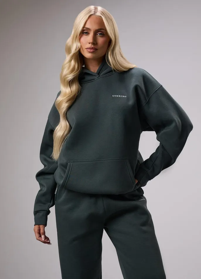 Gym King Tracksuits Women 365 Relaxed Fit Hood Tracksuit 8211 Green Smoke
