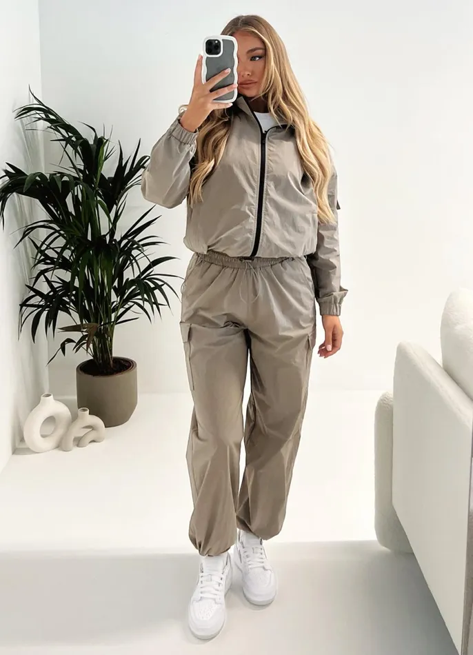 Gym King Tracksuits Women Utility Woven Tracksuit 8211 Mocha