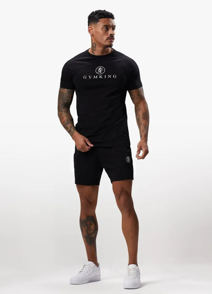 Gym King Twin Sets Men Pro Logo Jersey Short 8211 Black