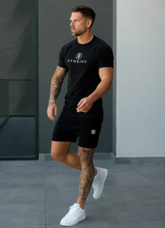 Gym King Twin Sets Men Pro Logo Jersey Short 8211 Black