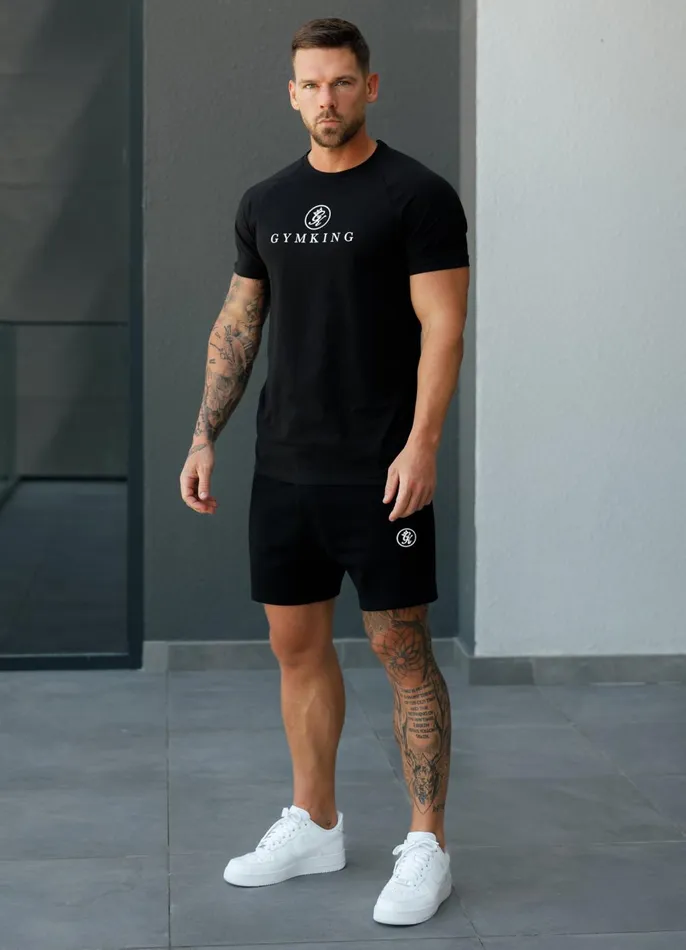 Gym King Twin Sets Men Pro Logo Jersey Short 8211 Black