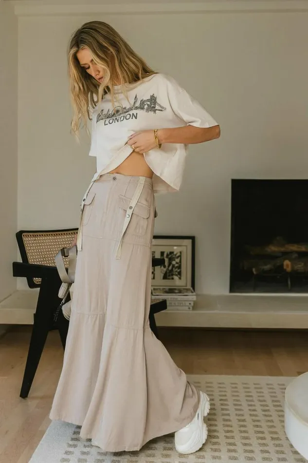 Hadlee Utility Maxi Skirt In Beige Beige Women Bohme Skirts