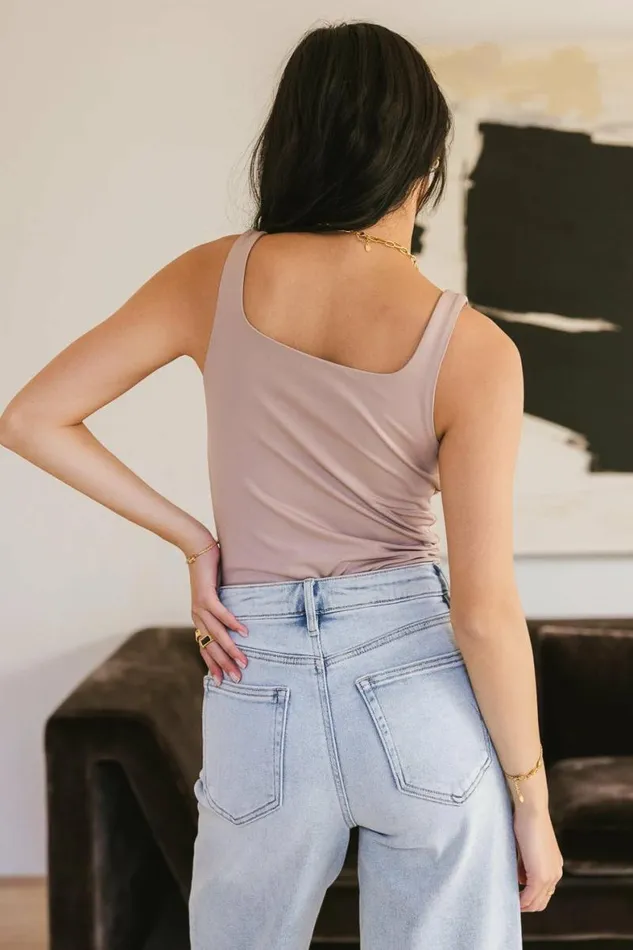 Harper Square Neck Bodysuit In Mauve Mauve Women Bohme Tees and Tanks