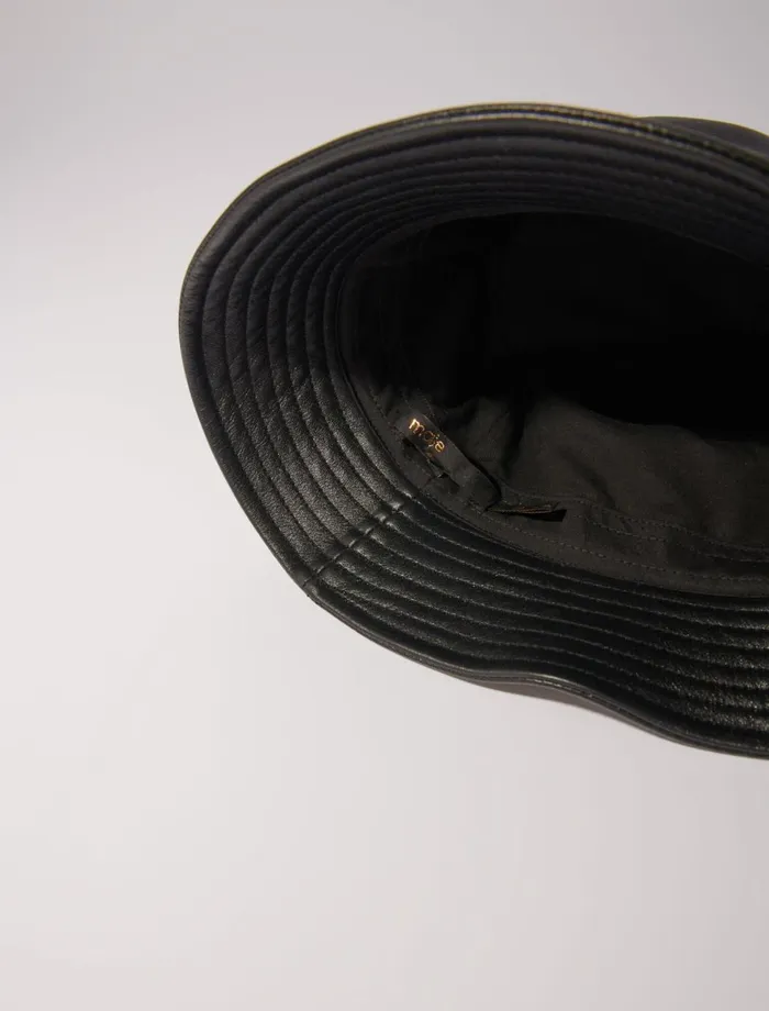 Hats Women Maje Leather Bucket Hat Black