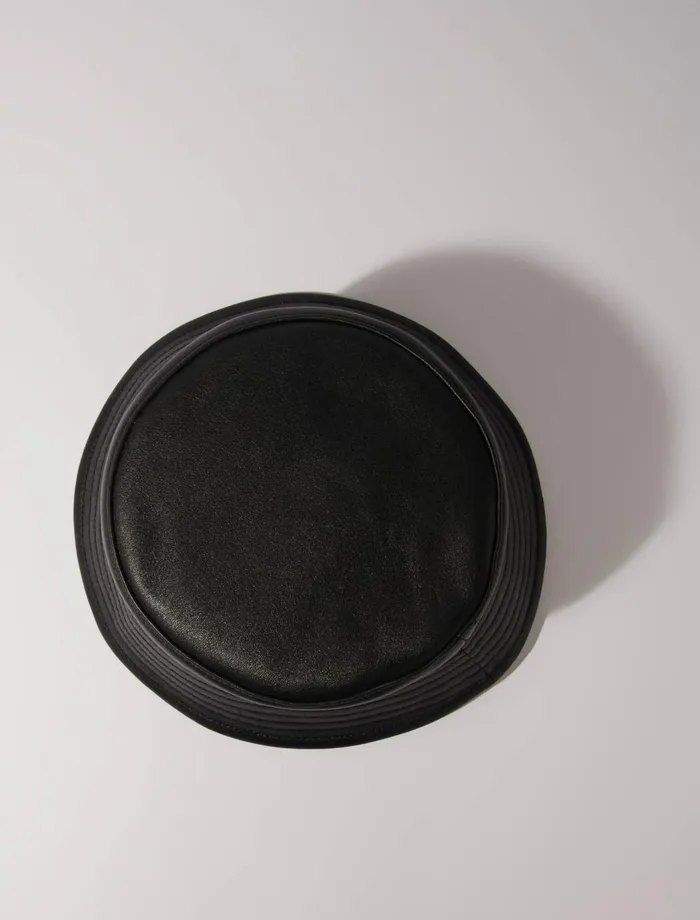 Hats Women Maje Leather Bucket Hat Black