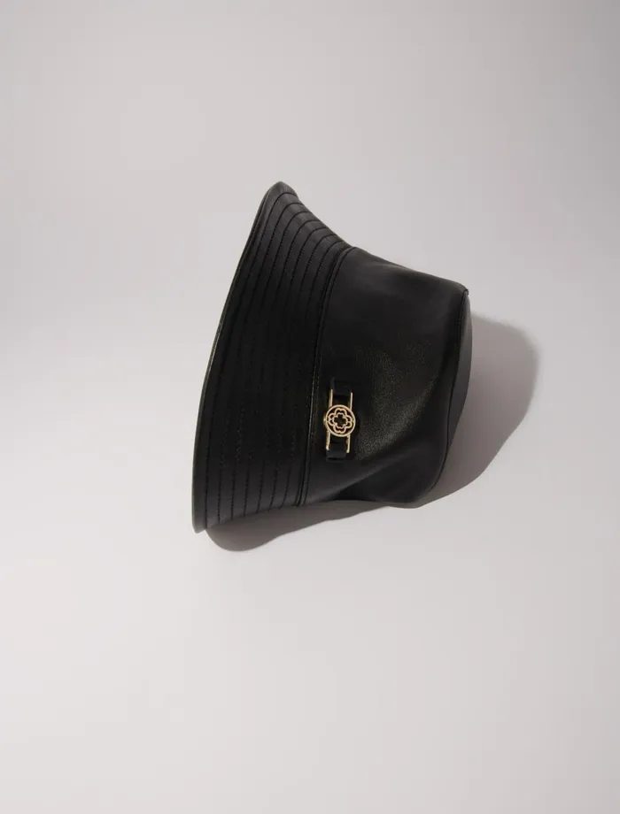 Hats Women Maje Leather Bucket Hat Black