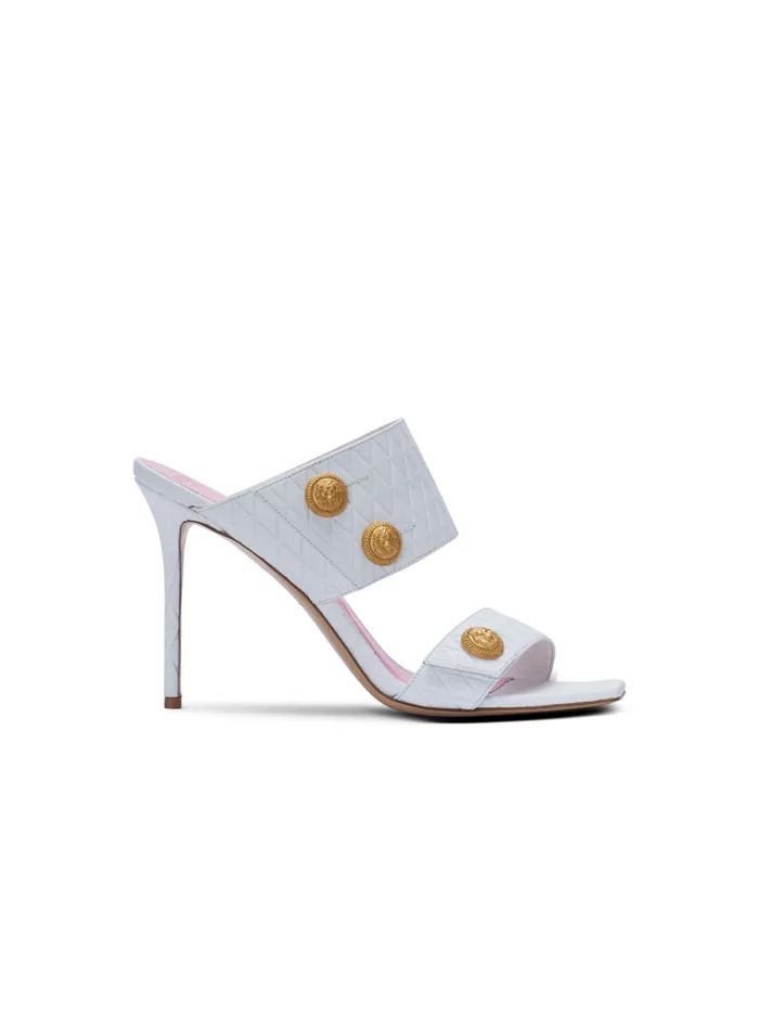 Heeled Eva Leather Mules White Women Balmain High Heels and Pumps