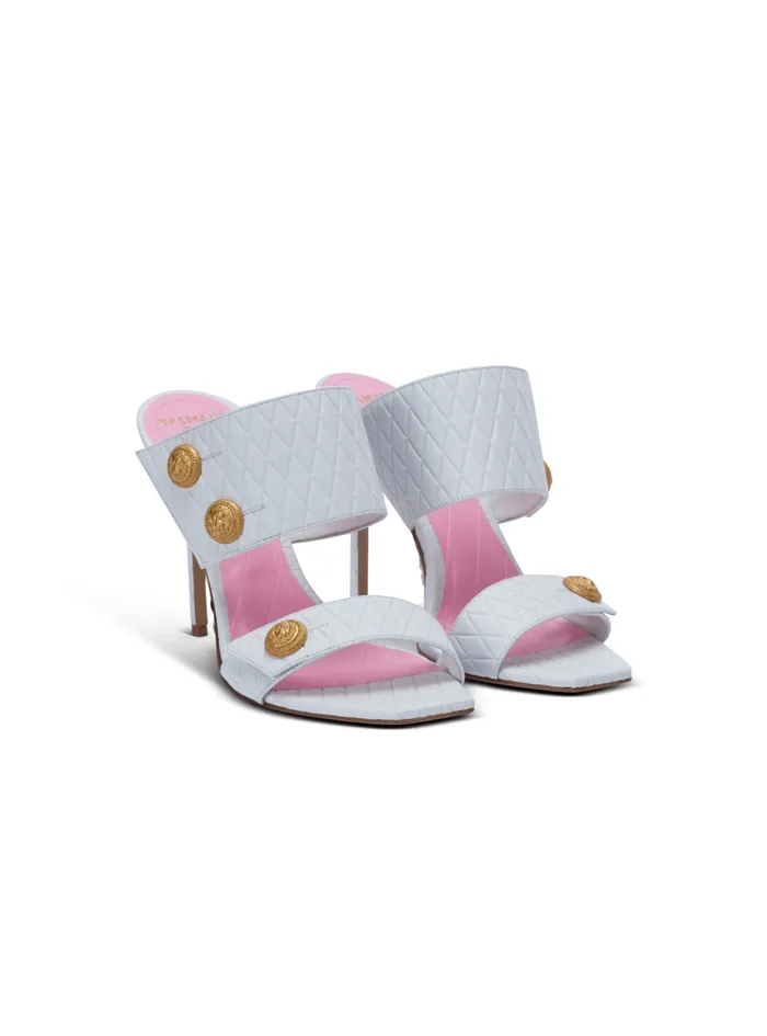 Heeled Eva Leather Mules White Women Balmain High Heels and Pumps