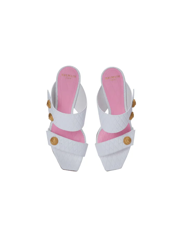 Heeled Eva Leather Mules White Women Balmain High Heels and Pumps