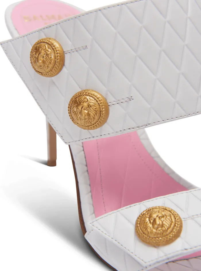 Heeled Eva Leather Mules White Women Balmain High Heels and Pumps
