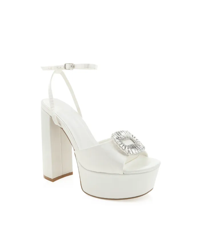 Heels Billini Block Heels BAYDE WHITE SATIN