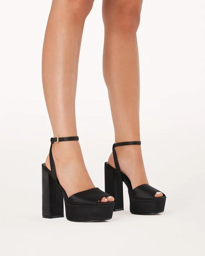 Heels Billini Block Heels BRENNA BLACK SATIN