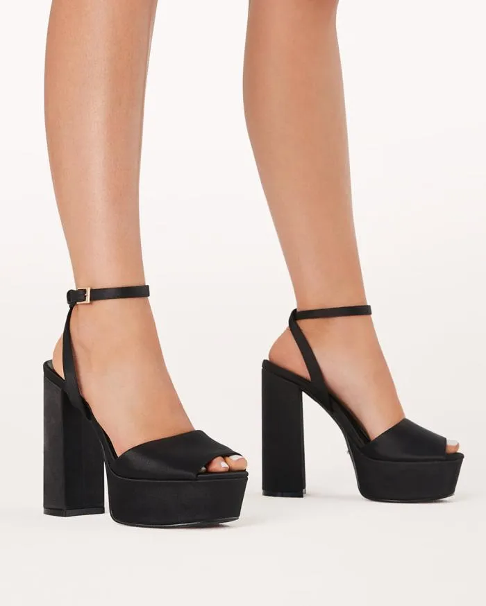 Heels Billini Block Heels BRENNA BLACK SATIN