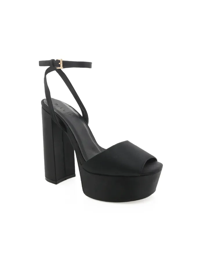 Heels Billini Block Heels BRENNA BLACK SATIN