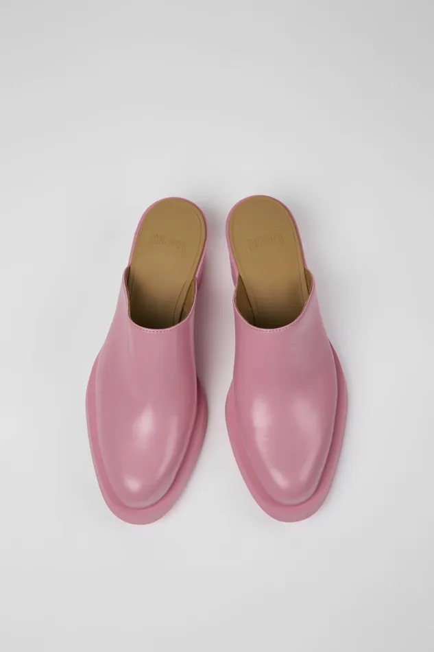 Heels Women Camper Bonnie Pink Leather Mules Heels Women Camper Bonnie Pink Leather Mules