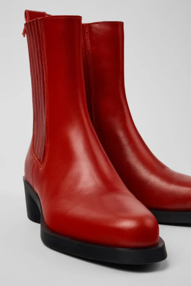 Heels Women Camper Bonnie Red Leather Boots