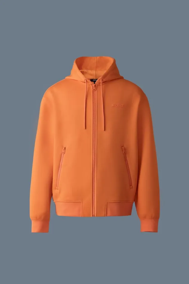 Hoodies and Tops Women Mackage KRYSTOS Doubleface Jersey Zipup Hoodie Flame Hoodies and Tops Women Mackage KRYSTOS Doubleface Jersey Zipup Hoodie Flame