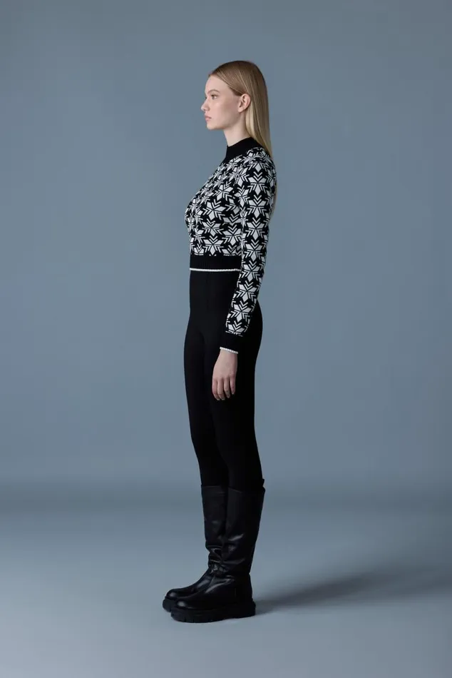 Hoodies and Tops Women Mackage LANSF Snowflake Jacquard Knit Top Blackcream
