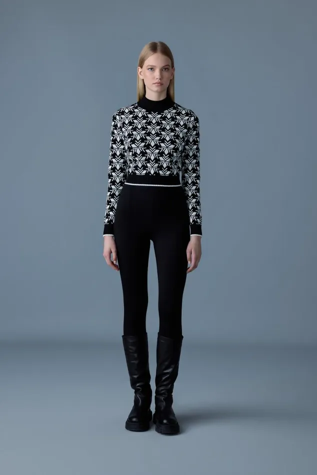 Hoodies and Tops Women Mackage LANSF Snowflake Jacquard Knit Top Blackcream