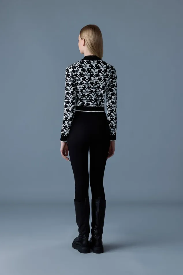Hoodies and Tops Women Mackage LANSF Snowflake Jacquard Knit Top Blackcream