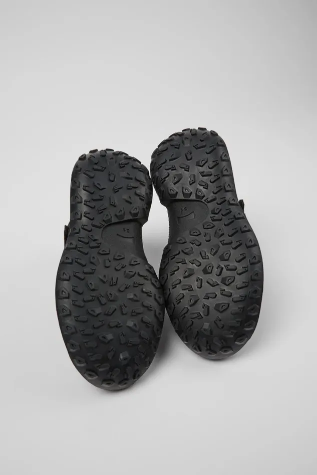 Hook And Loop Kids Camper CRCLR Black Leather And Textile Ankle Boots Hook And Loop Kids Camper CRCLR Black Leather And Textile Ankle Boots
