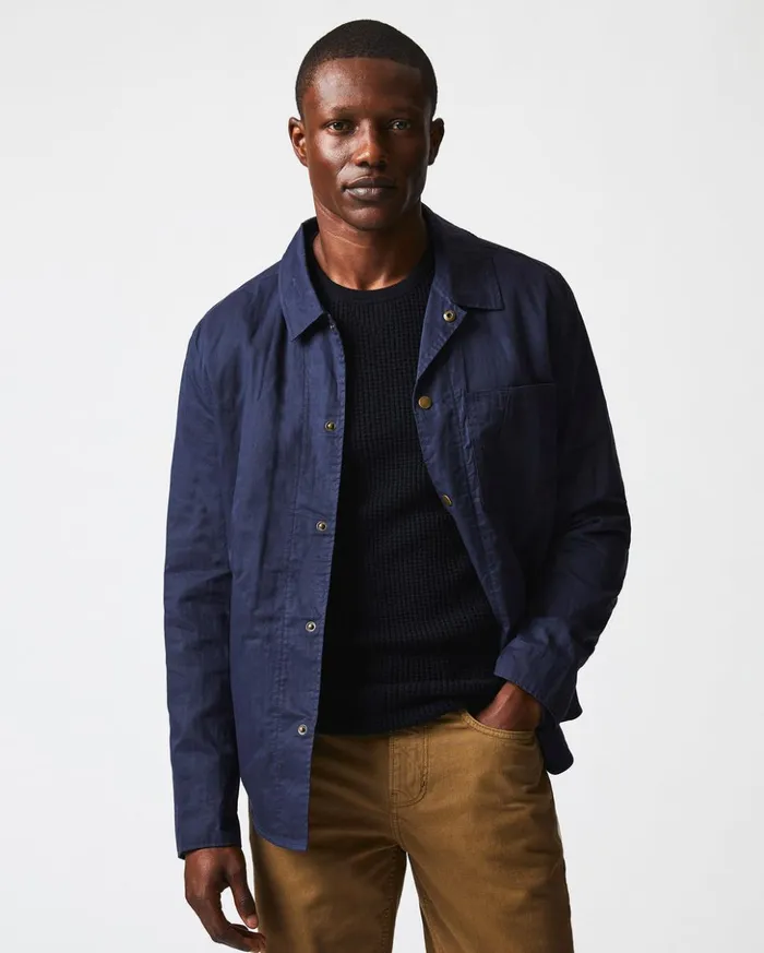 Jackets and Outerwear Men Billy Reid Leroy Shirt Jacket Carbon Blue
