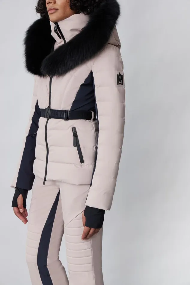 Jackets Women Mackage ELITA Down Ski Jacket With Removable Blue Fox Fur Trim Milkshake Jackets Women Mackage ELITA Down Ski Jacket With Removable Blue Fox Fur Trim Milkshake