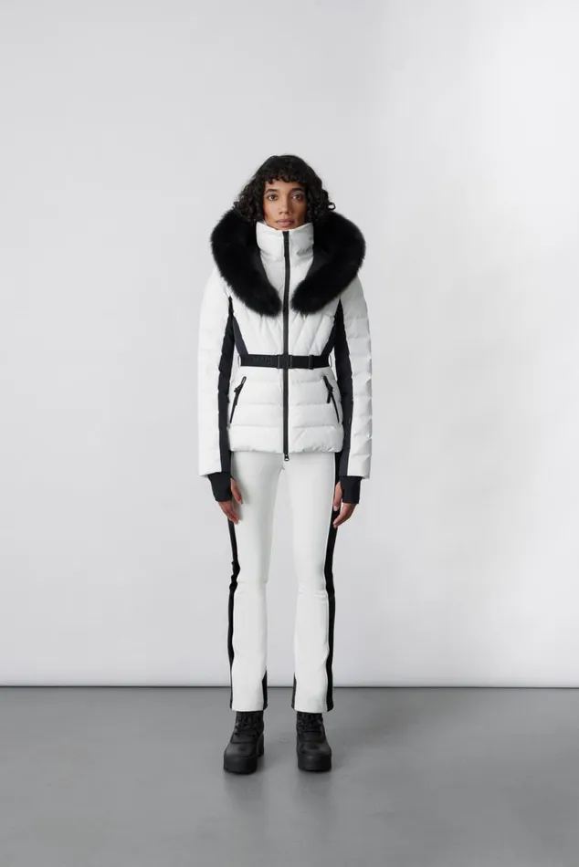 Jackets Women Mackage ELITA Down Ski Jacket With Removable Blue Fox Fur Trim Milkshake Jackets Women Mackage ELITA Down Ski Jacket With Removable Blue Fox Fur Trim Milkshake