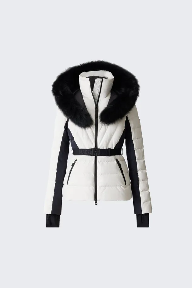 Jackets Women Mackage ELITA Down Ski Jacket With Removable Blue Fox Fur Trim Milkshake Jackets Women Mackage ELITA Down Ski Jacket With Removable Blue Fox Fur Trim Milkshake