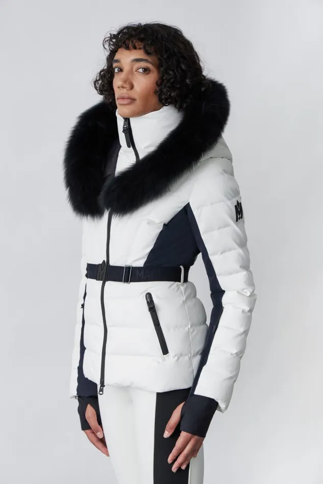 Jackets Women Mackage ELITA Down Ski Jacket With Removable Blue Fox Fur Trim Milkshake Jackets Women Mackage ELITA Down Ski Jacket With Removable Blue Fox Fur Trim Milkshake