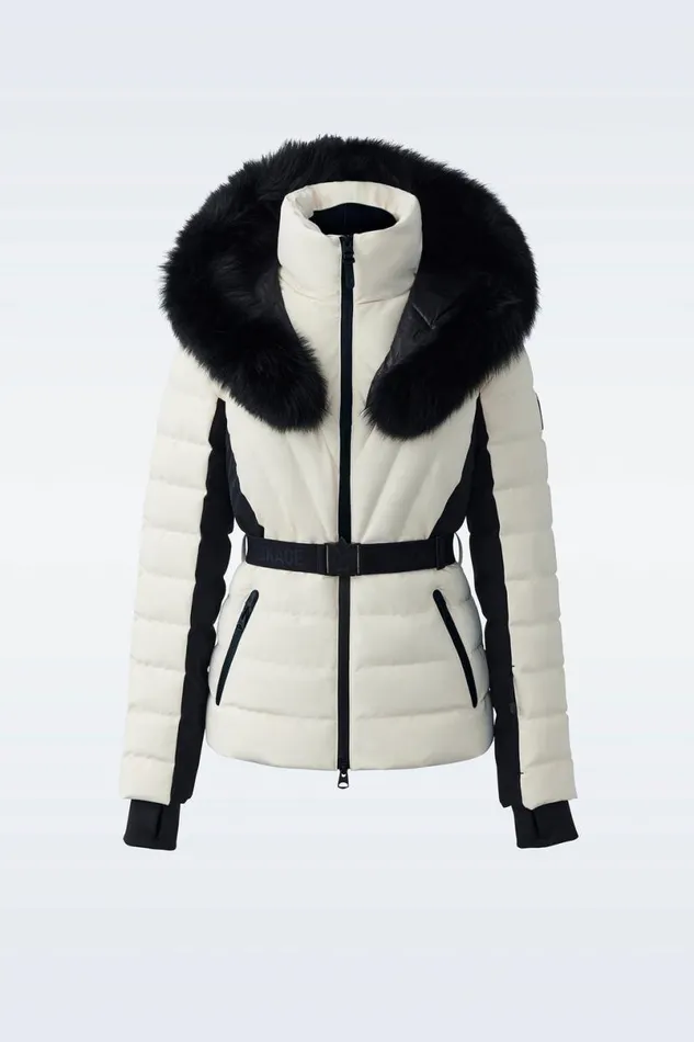 Jackets Women Mackage ELITA Down Ski Jacket With Removable Blue Fox Fur Trim Milkshake Jackets Women Mackage ELITA Down Ski Jacket With Removable Blue Fox Fur Trim Milkshake