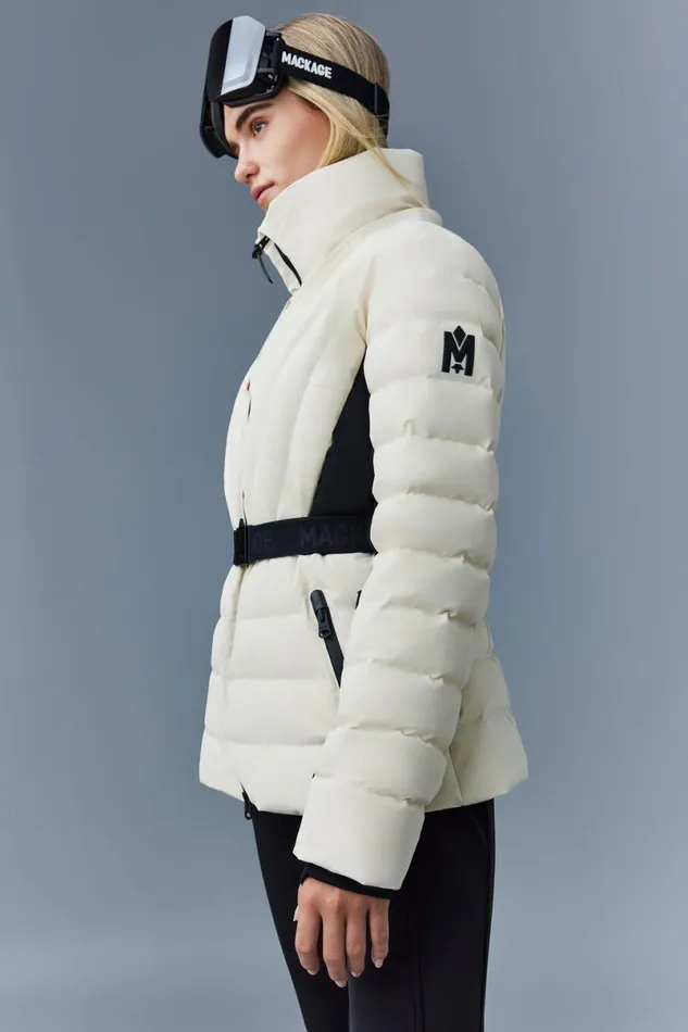 Jackets Women Mackage ELITA Down Ski Jacket With Removable Blue Fox Fur Trim Milkshake Jackets Women Mackage ELITA Down Ski Jacket With Removable Blue Fox Fur Trim Milkshake