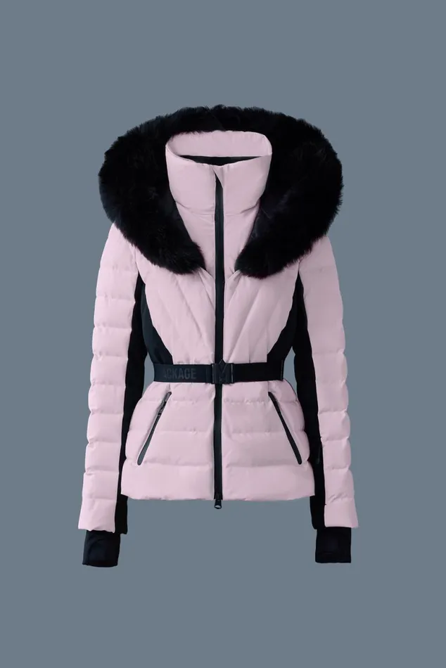 Jackets Women Mackage ELITA Down Ski Jacket With Removable Blue Fox Fur Trim Milkshake Jackets Women Mackage ELITA Down Ski Jacket With Removable Blue Fox Fur Trim Milkshake
