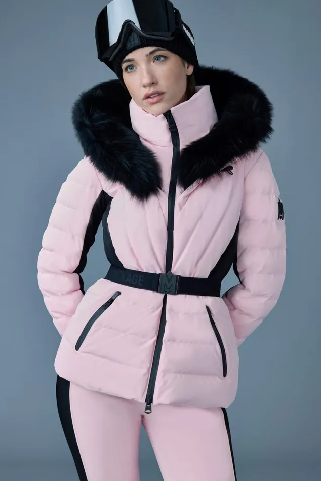 Jackets Women Mackage ELITA Down Ski Jacket With Removable Blue Fox Fur Trim Milkshake Jackets Women Mackage ELITA Down Ski Jacket With Removable Blue Fox Fur Trim Milkshake