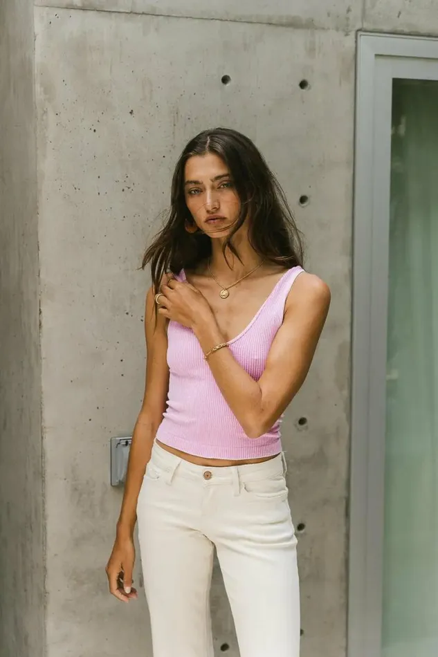 Jessica Cropped Tank In Washed Pink Washed Pink Women Bohme Tees and Tanks