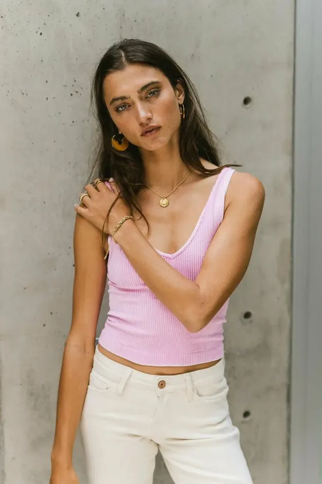 Jessica Cropped Tank In Washed Pink Washed Pink Women Bohme Tees and Tanks