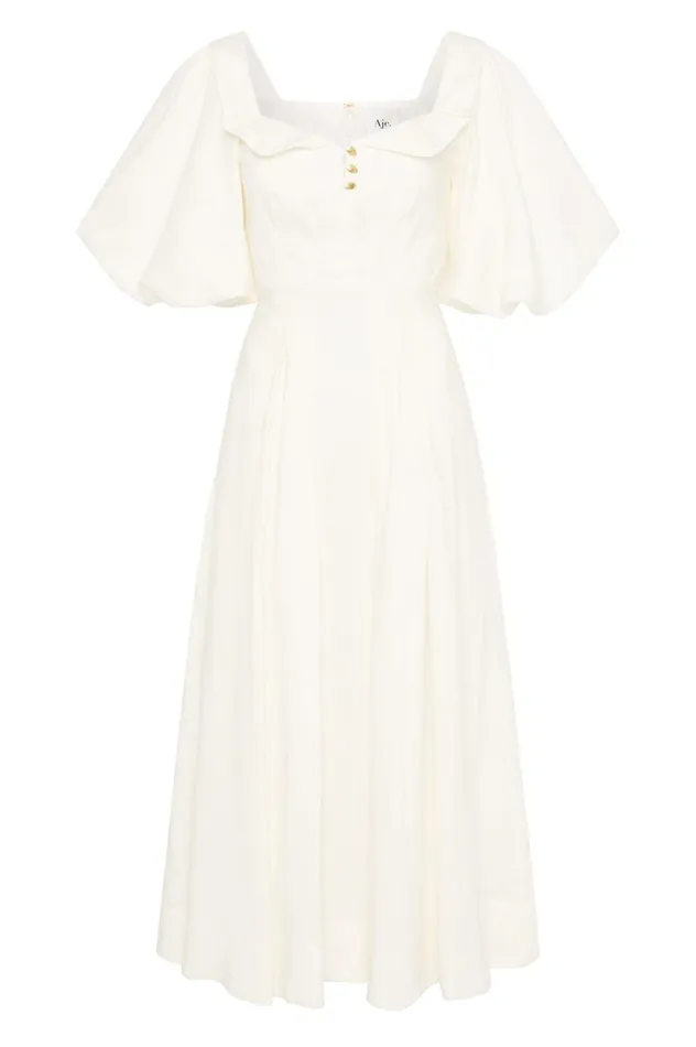 Jessica Frill Midi Dress Ivory Women Aje Midi Dresses