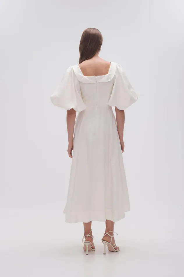 Jessica Frill Midi Dress Ivory Women Aje Midi Dresses