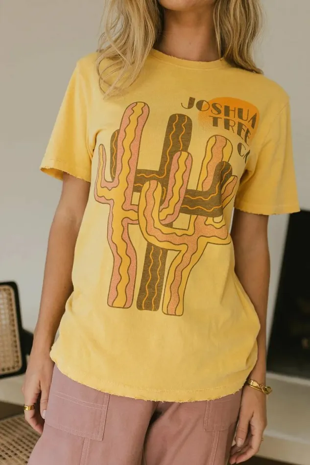 Joshua Tree Graphic Tee Mustard Women Bohme Tees and Tanks