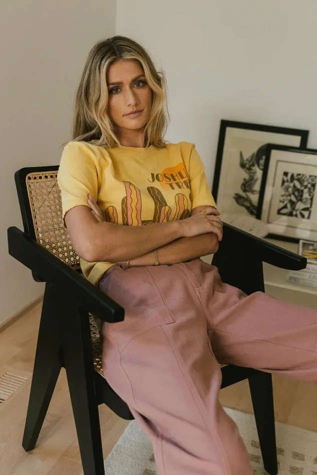 Joshua Tree Graphic Tee Mustard Women Bohme Tees and Tanks